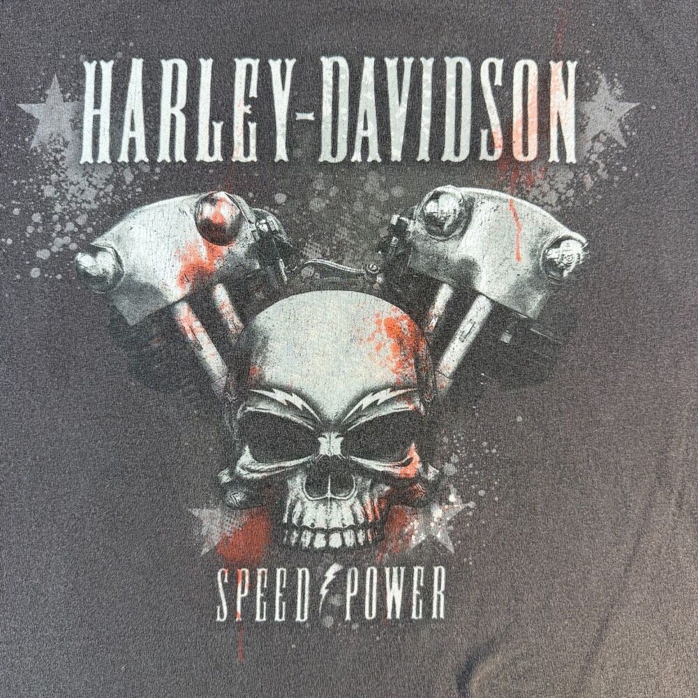 Harley-Davidson Vintage Skull Graphic T-Shirt Mens Large Brown Speed Power